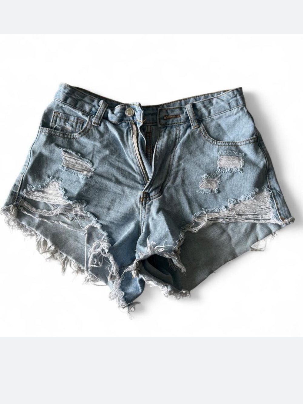 Distressed Light Blue Denim Women's Shorts